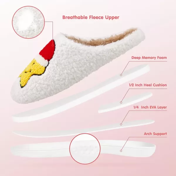 imageATHMILE Smiley Face Slippers for Women Men Indoor Cute House Shoes Fuzzy Fluffy Cozy Slippers Happy Face Preppy Comfy for Bedroom OutdoorChristmas Star