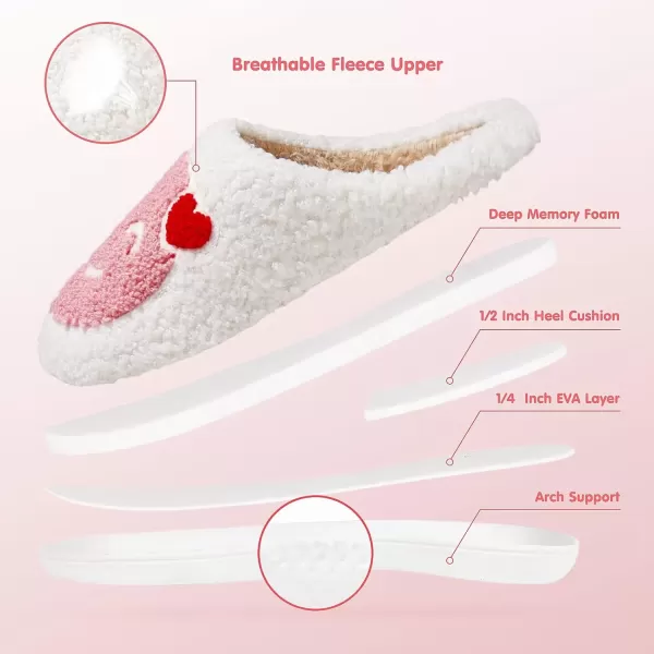 imageATHMILE Smiley Face Slippers for Women Men Indoor Cute House Shoes Fuzzy Fluffy Cozy Slippers Happy Face Preppy Comfy for Bedroom OutdoorPink