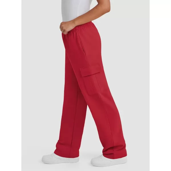 imageATHMILE Sweatpants Women 2024 Casual Baggy Fleece High Waisted Cargo Pants with PocketsRed
