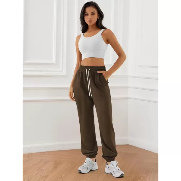 imageATHMILE Sweatpants Women Baggy Joggers Workout Loose Lounge Lightweight Comfy Sweat High Waisted Athletic PantsBrown