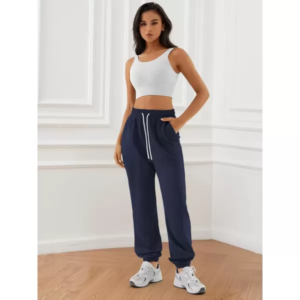 imageATHMILE Sweatpants Women Baggy Joggers Workout Loose Lounge Lightweight Comfy Sweat High Waisted Athletic PantsDarkblue