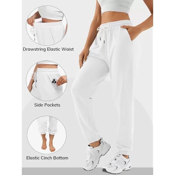 imageATHMILE Sweatpants Women Baggy Joggers Workout Loose Lounge Lightweight Comfy Sweat High Waisted Athletic PantsWhite