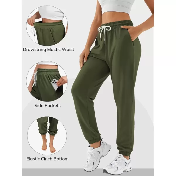 imageATHMILE Sweatpants Women Baggy Joggers Workout Loose Lounge Lightweight Comfy Sweat High Waisted Athletic PantsArmygreen