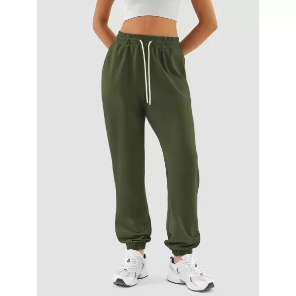 imageATHMILE Sweatpants Women Baggy Joggers Workout Loose Lounge Lightweight Comfy Sweat High Waisted Athletic PantsArmygreen
