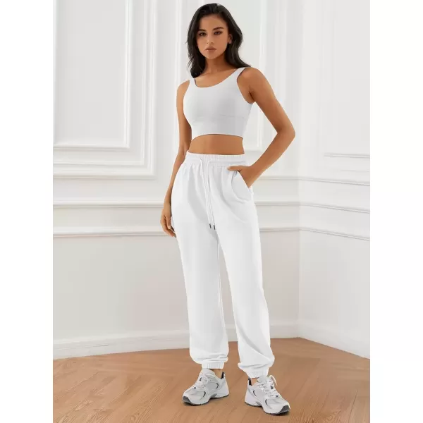 imageATHMILE Sweatpants Women Baggy Joggers Workout Loose Lounge Lightweight Comfy Sweat High Waisted Athletic PantsWhite