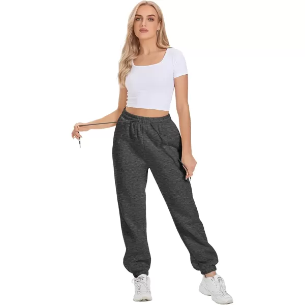 imageATHMILE Sweatpants Women Fleece Pockets Winter Fall Fashion Baggy Lounge Pants JoggersBlack Grey