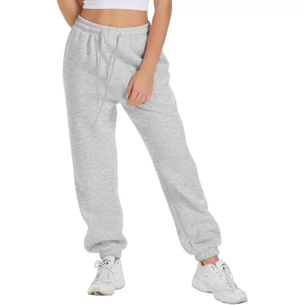 imageATHMILE Sweatpants Women Fleece Pockets Winter Fall Fashion Baggy Lounge Pants JoggersGrey