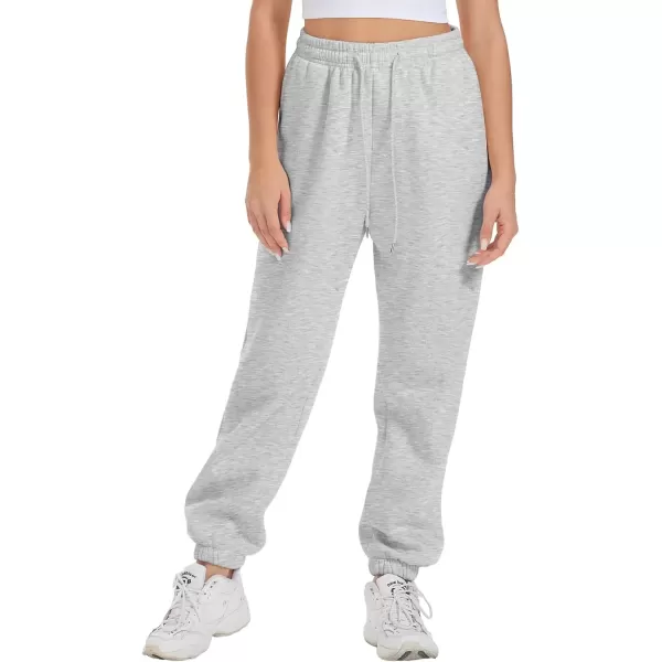 imageATHMILE Sweatpants Women Fleece Pockets Winter Fall Fashion Baggy Lounge Pants JoggersGrey