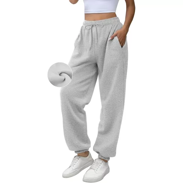 imageATHMILE Sweatpants Women Fleece Pockets Winter Fall Fashion Baggy Lounge Pants JoggersGrey