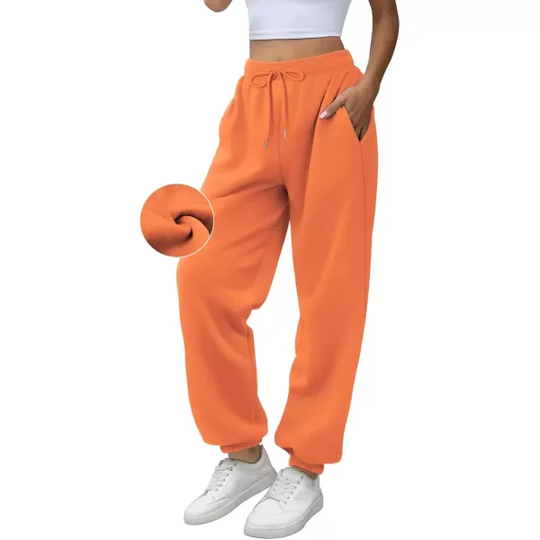 imageATHMILE Sweatpants Women Fleece Pockets Winter Fall Fashion Baggy Lounge Pants JoggersOrange