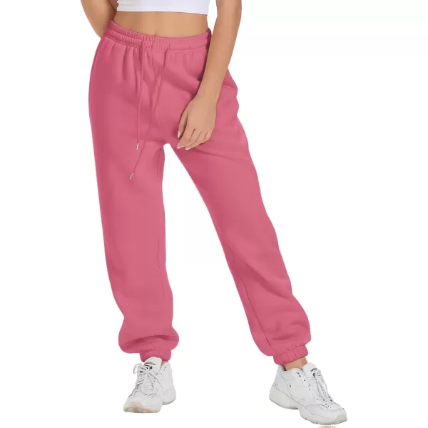 imageATHMILE Sweatpants Women Fleece Pockets Winter Fall Fashion Baggy Lounge Pants JoggersHot Pink