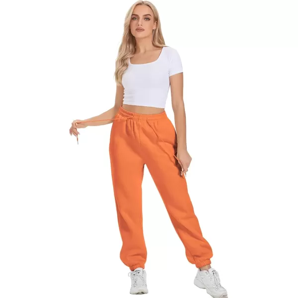 imageATHMILE Sweatpants Women Fleece Pockets Winter Fall Fashion Baggy Lounge Pants JoggersOrange