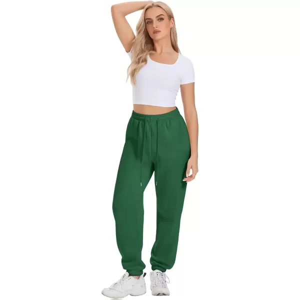 imageATHMILE Sweatpants Women Fleece Pockets Winter Fall Fashion Baggy Lounge Pants JoggersDark Green