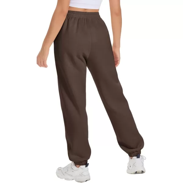 imageATHMILE Sweatpants Women Fleece Pockets Winter Fall Fashion Baggy Lounge Pants JoggersBrown