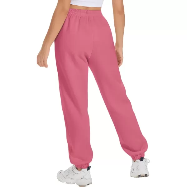 imageATHMILE Sweatpants Women Fleece Pockets Winter Fall Fashion Baggy Lounge Pants JoggersHot Pink