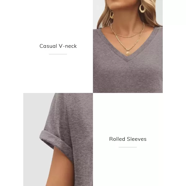 imageATHMILE T Shirts Short Sleeve V Neck Tees for Women Fashion Tops Trendy Lightweight Soft Casual Summer Outfits Clothes 2024Greypurple