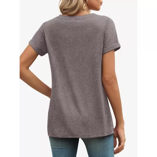 imageATHMILE T Shirts Short Sleeve V Neck Tees for Women Fashion Tops Trendy Lightweight Soft Casual Summer Outfits Clothes 2024Greypurple