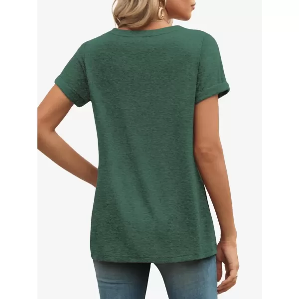 imageATHMILE T Shirts Short Sleeve V Neck Tees for Women Fashion Tops Trendy Lightweight Soft Casual Summer Outfits Clothes 2024Green