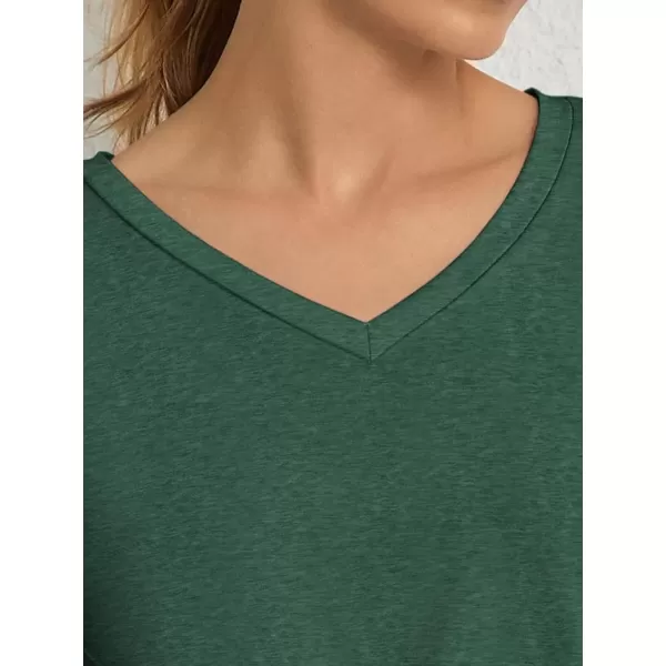imageATHMILE T Shirts Short Sleeve V Neck Tees for Women Fashion Tops Trendy Soft Casual Summer Clothes Outfits 2024Dark Green