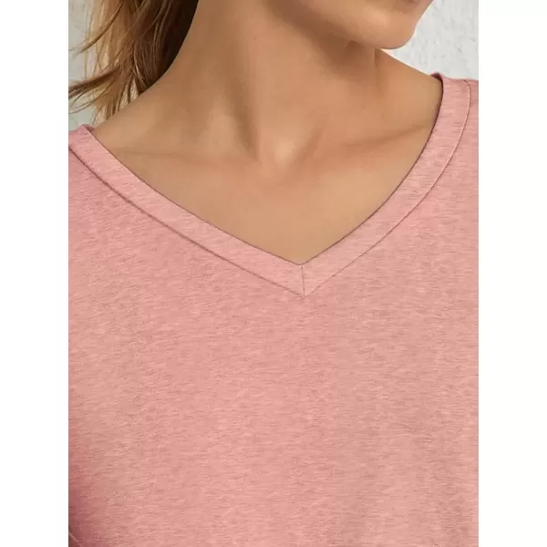 imageATHMILE T Shirts Short Sleeve V Neck Tees for Women Fashion Tops Trendy Soft Casual Summer Clothes Outfits 2024Pink