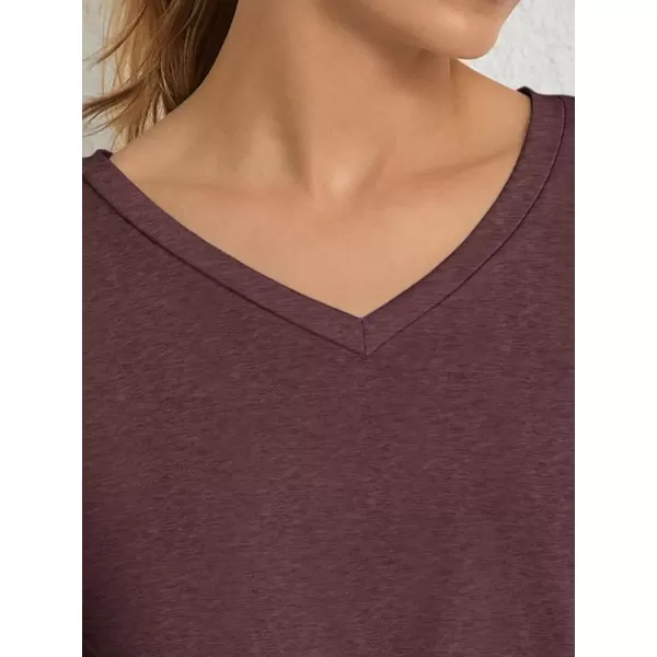 imageATHMILE T Shirts Short Sleeve V Neck Tees for Women Fashion Tops Trendy Soft Casual Summer Clothes Outfits 2024Wine Red