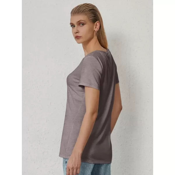 imageATHMILE T Shirts Short Sleeve V Neck Tees for Women Fashion Tops Trendy Soft Casual Summer Clothes Outfits 2024Gray Purple