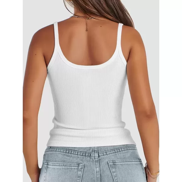 imageATHMILE Women Tank Top Sleeveless Scoop Neck Form Fitting Ribbed Knit Basic Cami Shirts2whitelong