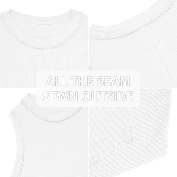 imageATHMILE Women Tank Tops Summer Sleeveless Basic Cami Top Shirt Slim Knit Ribbed RacerbackWhite