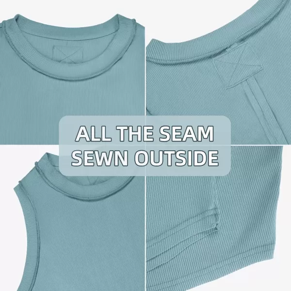 imageATHMILE Women Tank Tops Summer Sleeveless Basic Cami Top Shirt Slim Knit Ribbed RacerbackLightblue