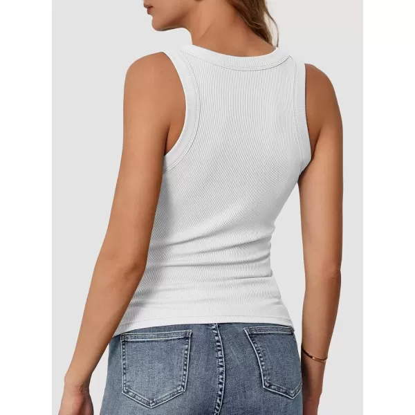 imageATHMILE Women Tank Tops for Women Trendy Shirt for Women Cami Workout Sleeveless Ribbed Racerback Blouses Summer 2024 Fashion White Medium