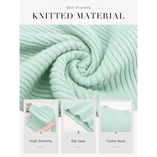imageATHMILE Womens 2024 Fall Long Sleeve Pullover Ribbed Knit Sweater Low Mock Neck Slim Fit Basic Casual Tee TopsMint Green