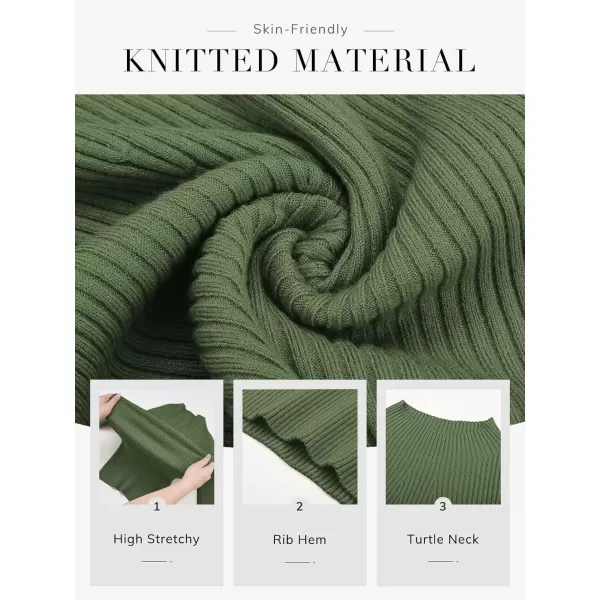 imageATHMILE Womens 2024 Fall Long Sleeve Pullover Ribbed Knit Sweater Low Mock Neck Slim Fit Basic Casual Tee TopsArmy Green