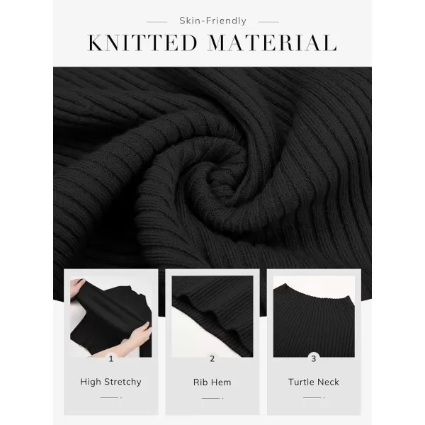 imageATHMILE Womens 2024 Fall Long Sleeve Pullover Ribbed Knit Sweater Low Mock Neck Slim Fit Basic Casual Tee TopsBlack