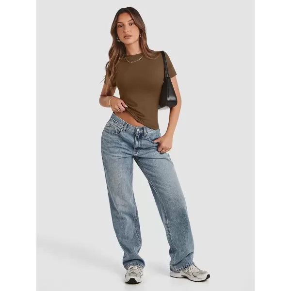 imageATHMILE Womens Basic TShirts Going Out Crop Tops Tight Slim Fit Cute Teen Girls Short SleeveLong Sleeve Y2k Clothes1coffee