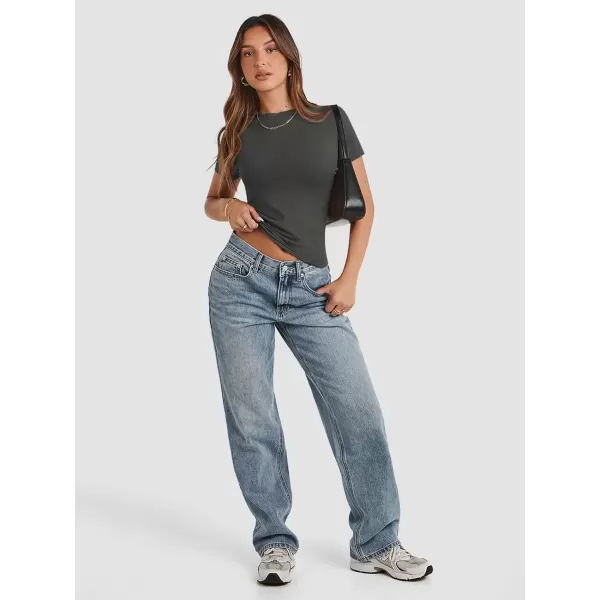 imageATHMILE Womens Basic TShirts Going Out Crop Tops Tight Slim Fit Cute Teen Girls Short SleeveLong Sleeve Y2k Clothes1grey