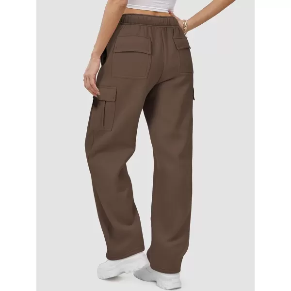 imageATHMILE Womens Cargo Sweatpants Casual Baggy Fleece High Waisted Joggers PantsBrown