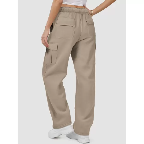 imageATHMILE Womens Cargo Sweatpants Casual Baggy Fleece High Waisted Joggers PantsCoffee Grey