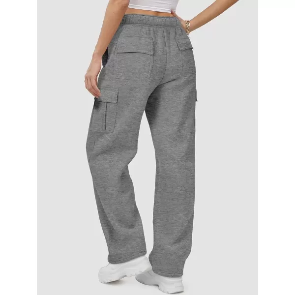 imageATHMILE Womens Cargo Sweatpants Casual Baggy Fleece High Waisted Joggers PantsDark Gray