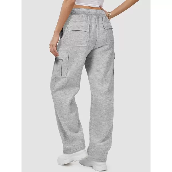 imageATHMILE Womens Cargo Sweatpants Casual Baggy Fleece High Waisted Joggers PantsGray