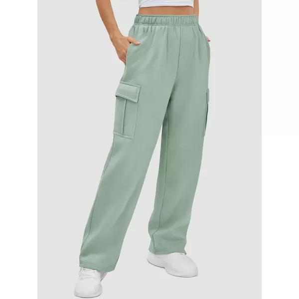 imageATHMILE Womens Cargo Sweatpants Casual Baggy Fleece High Waisted Joggers PantsGray Green