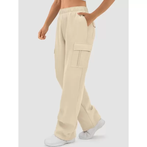 imageATHMILE Womens Cargo Sweatpants Casual Baggy Fleece High Waisted Joggers PantsLight Brown