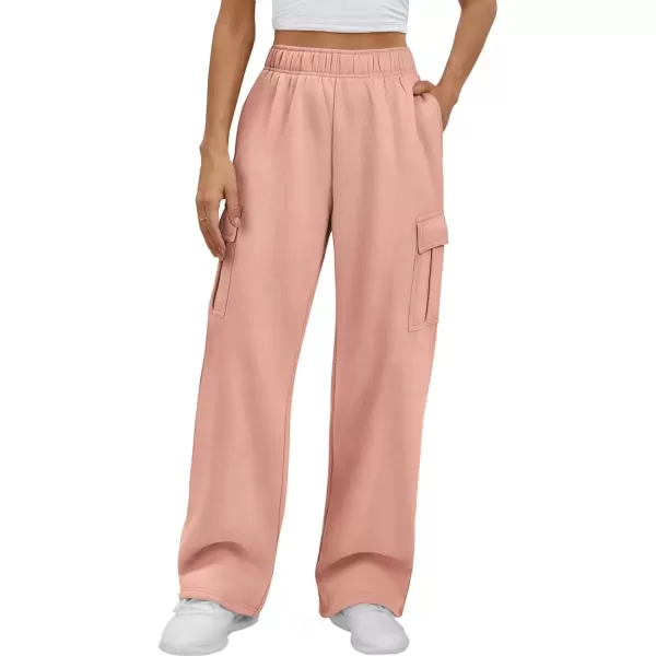 imageATHMILE Womens Cargo Sweatpants Casual Baggy Fleece High Waisted Joggers PantsLight Pink