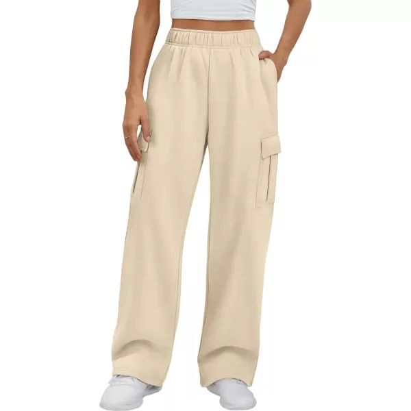 imageATHMILE Womens Cargo Sweatpants Casual Baggy Fleece High Waisted Joggers PantsLight Brown