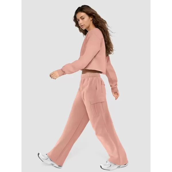 imageATHMILE Womens Cargo Sweatpants Casual Baggy Fleece High Waisted Joggers PantsLight Pink