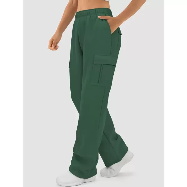 imageATHMILE Womens Cargo Sweatpants Casual Baggy Fleece High Waisted Joggers PantsDark Green