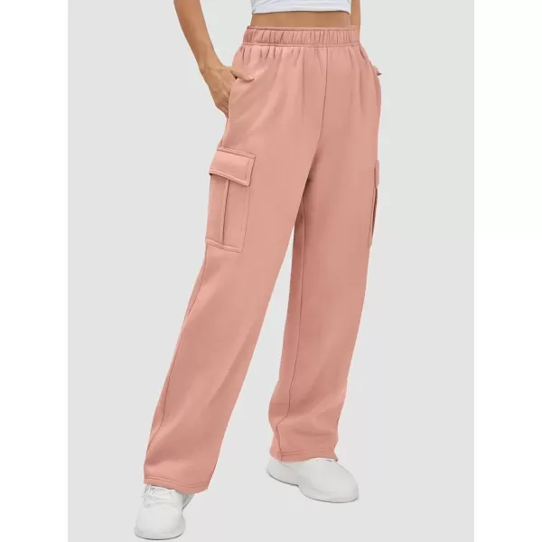 imageATHMILE Womens Cargo Sweatpants Casual Baggy Fleece High Waisted Joggers PantsLight Pink