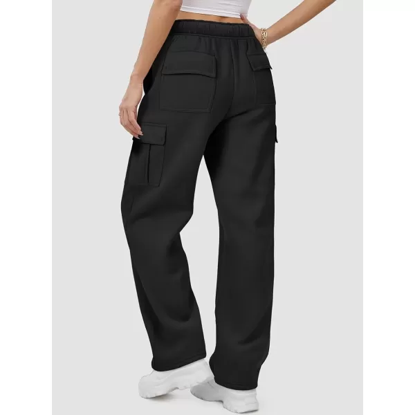 imageATHMILE Womens Cargo Sweatpants Casual Baggy Fleece High Waisted Joggers PantsBlack