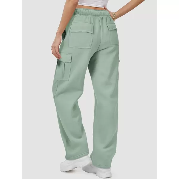 imageATHMILE Womens Cargo Sweatpants Casual Baggy Fleece High Waisted Joggers PantsGray Green