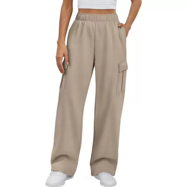 imageATHMILE Womens Cargo Sweatpants Casual Baggy Fleece High Waisted Joggers PantsCoffee Grey