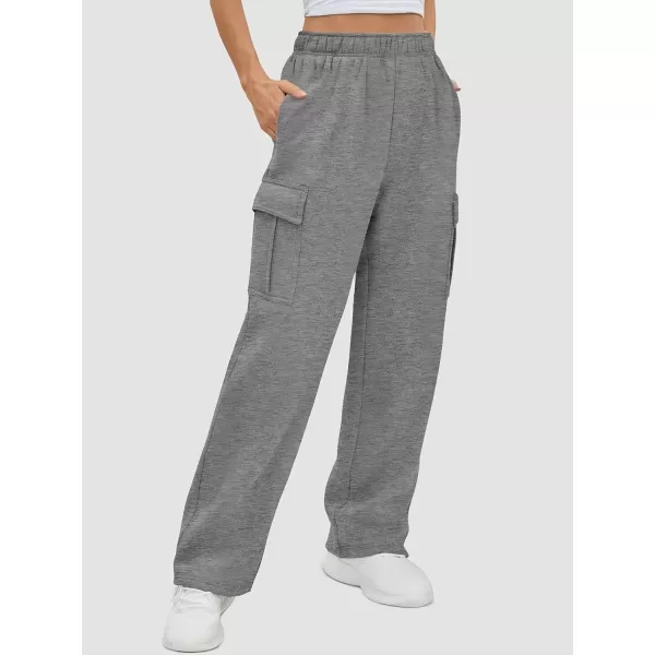 imageATHMILE Womens Cargo Sweatpants Casual Baggy Fleece High Waisted Joggers PantsDark Gray